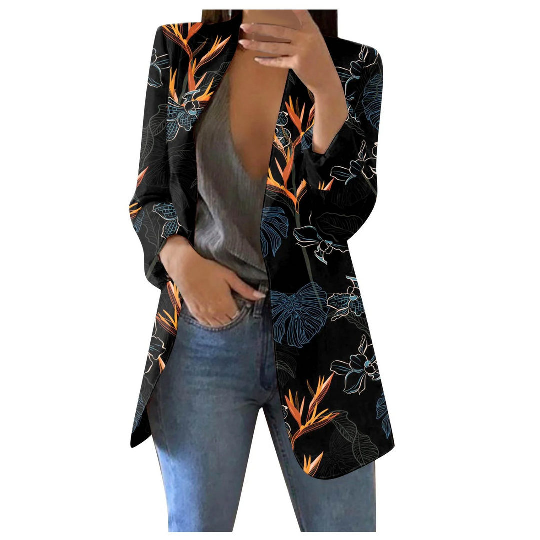 Printed Cropped Women's Blazer - Savannah-Black-S-State of Style