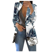 Printed Cropped Women's Blazer - Savannah-Grey-White-S-State of Style