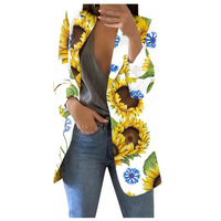 Printed Cropped Women's Blazer - Savannah-White-Yellow-S-State of Style