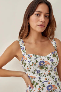 Printed Flared Midi Dress with Straps – Norelle-S-State of Style