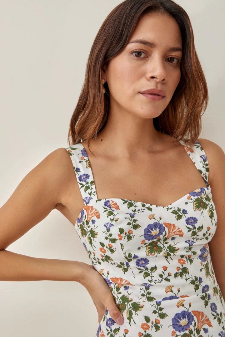 Printed Flared Midi Dress with Straps – Norelle-S-State of Style