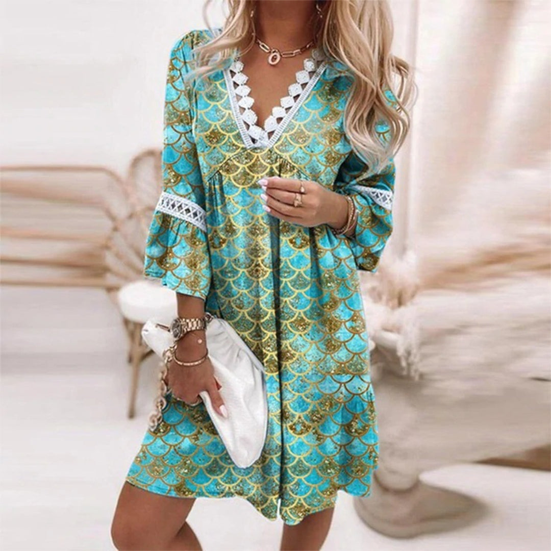 Printed Loose Dress - Amara-Green-S-State of Style