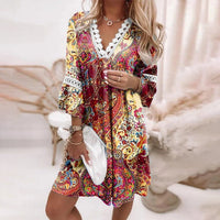 Printed Loose Dress - Amara-Red-S-State of Style