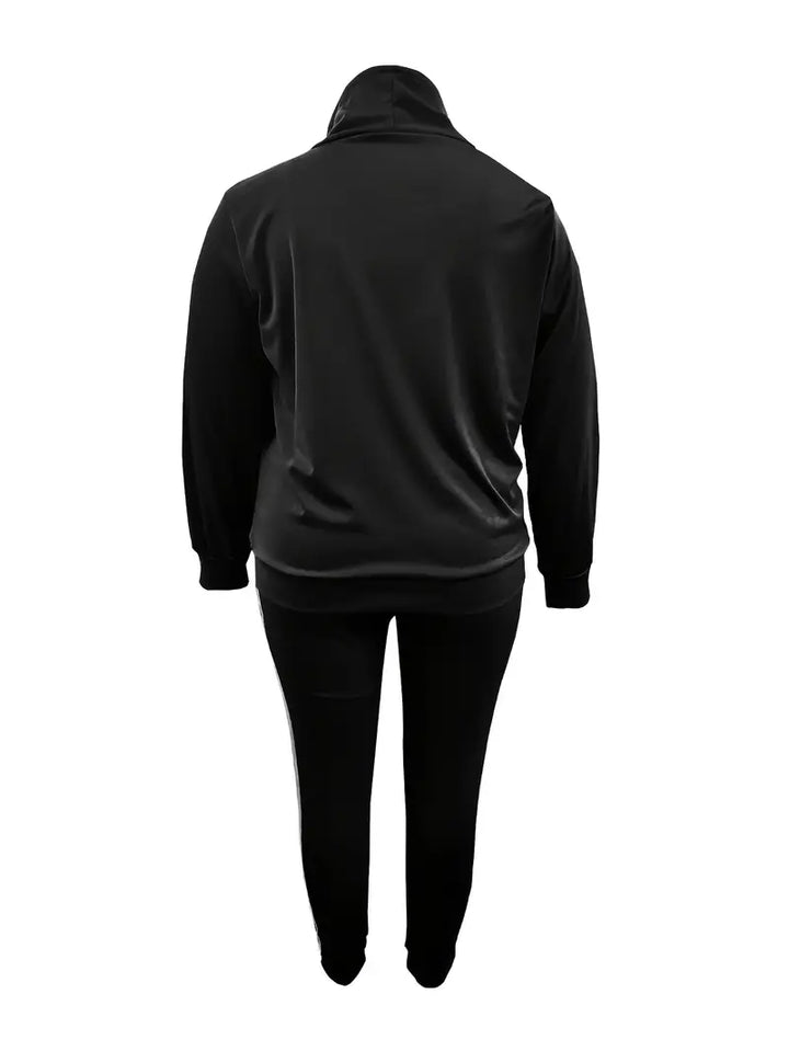 Printed Tracksuit Set in Plus Sizes-Blue-L-State of Style
