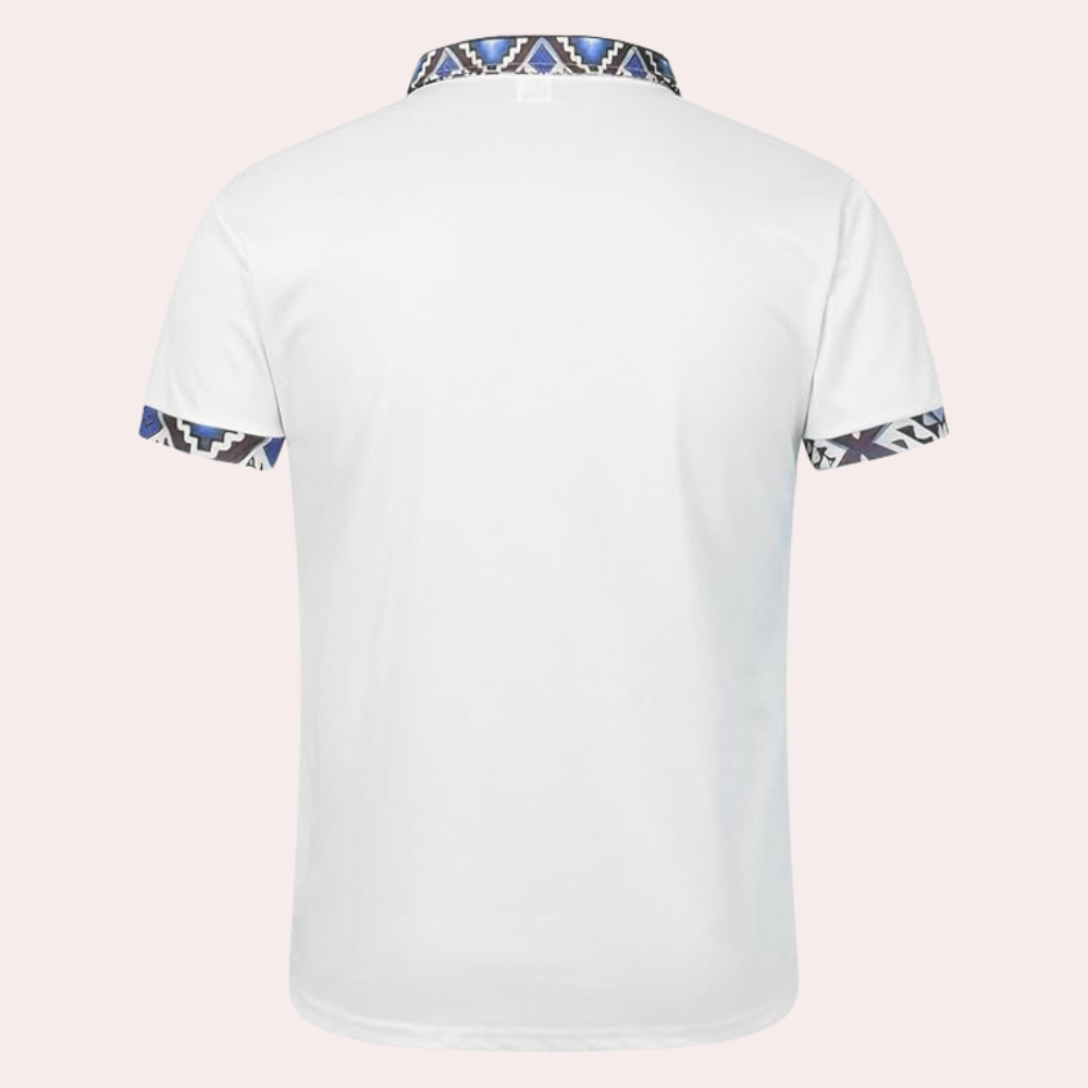 Printed White Polo for Men - Lucas-S-State of Style