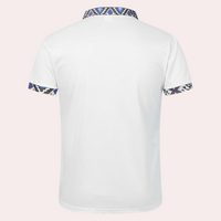 Printed White Polo for Men - Lucas-S-State of Style