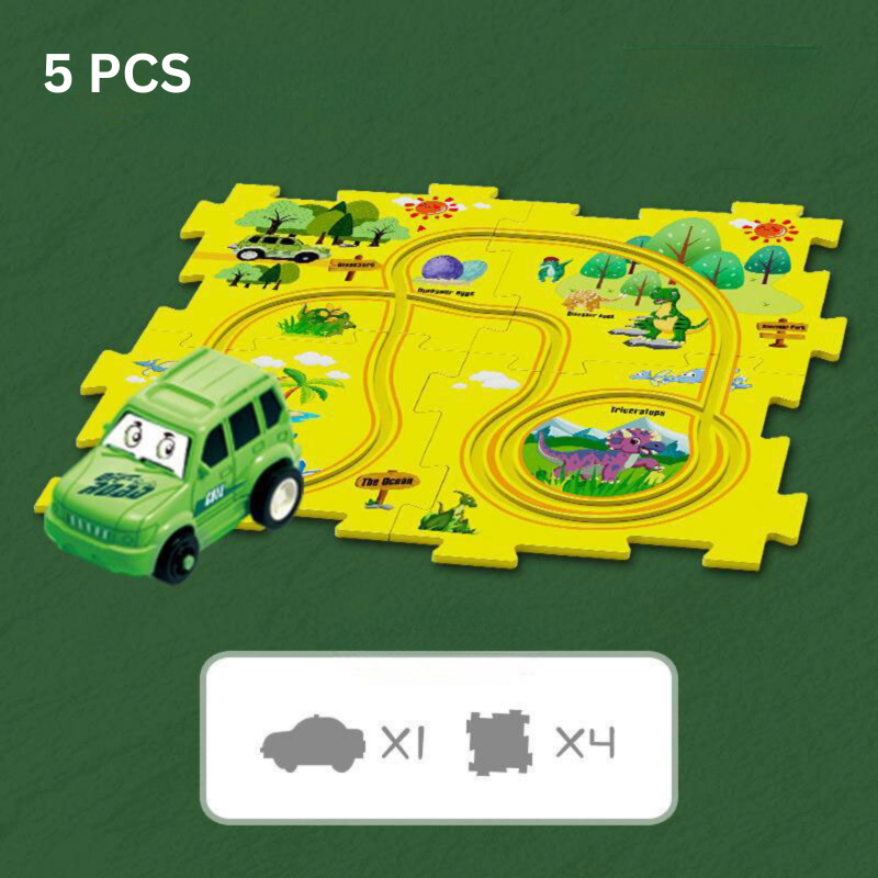 Problem-Solving Children's Puzzle - RacePuzzle-Dinosaur-5 Pieces-State of Style