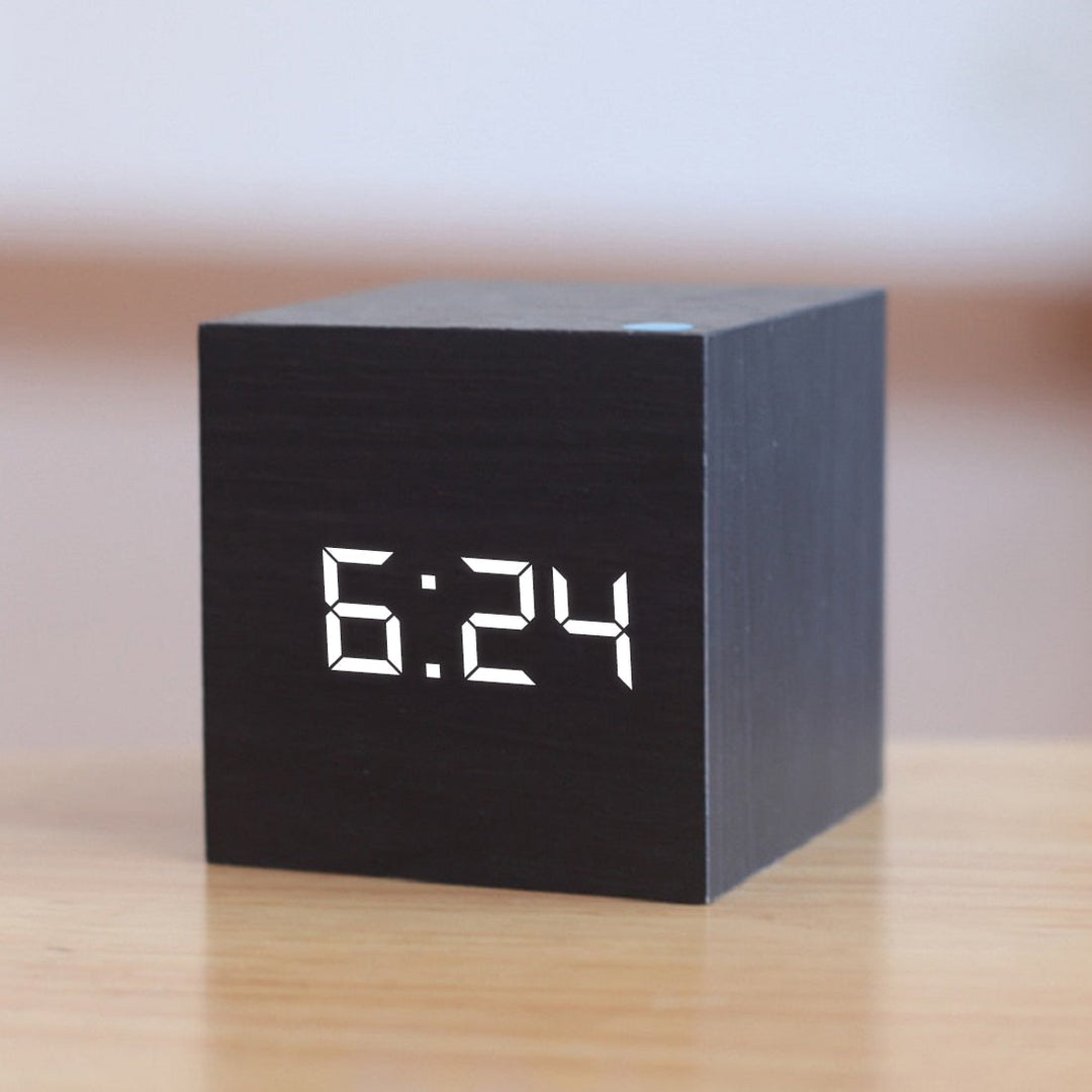 Digital LED Alarm Clock – CubeGlow-Black and White-State of Style
