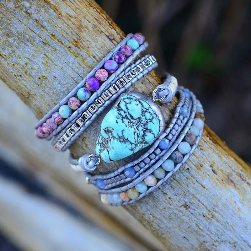 Turquoise Healing and Protection Wrap Bracelet - Selina