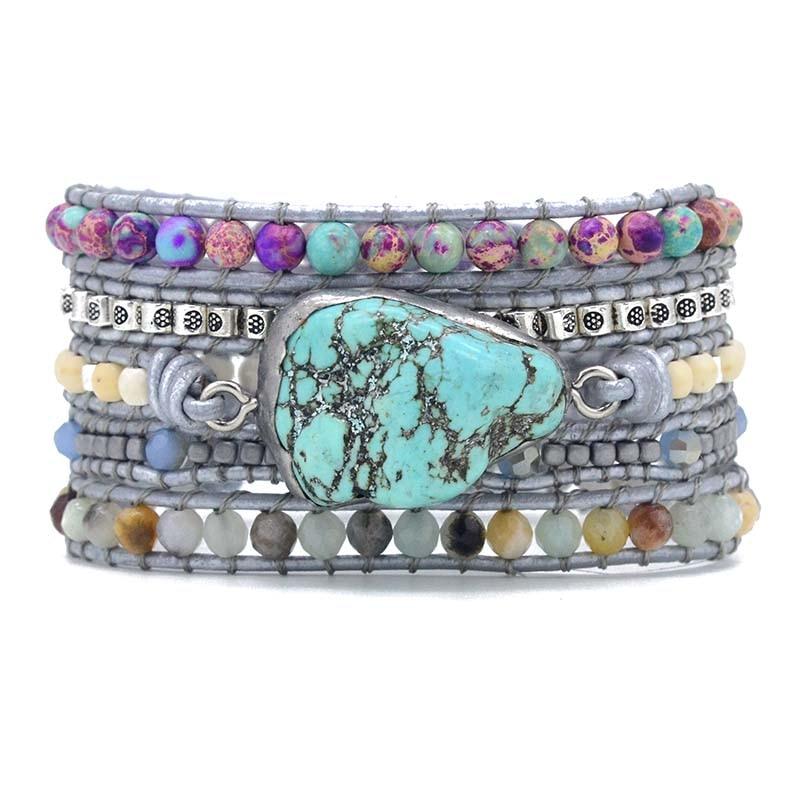 Turquoise Healing and Protection Wrap Bracelet - Selina