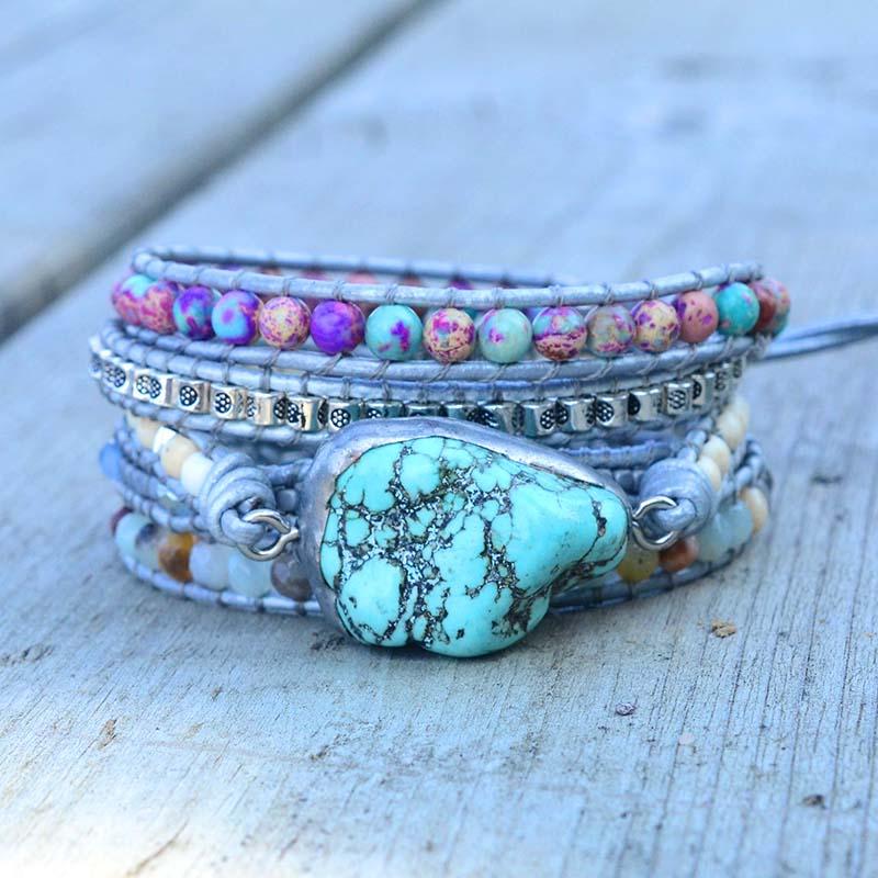 Turquoise Healing and Protection Wrap Bracelet - Selina