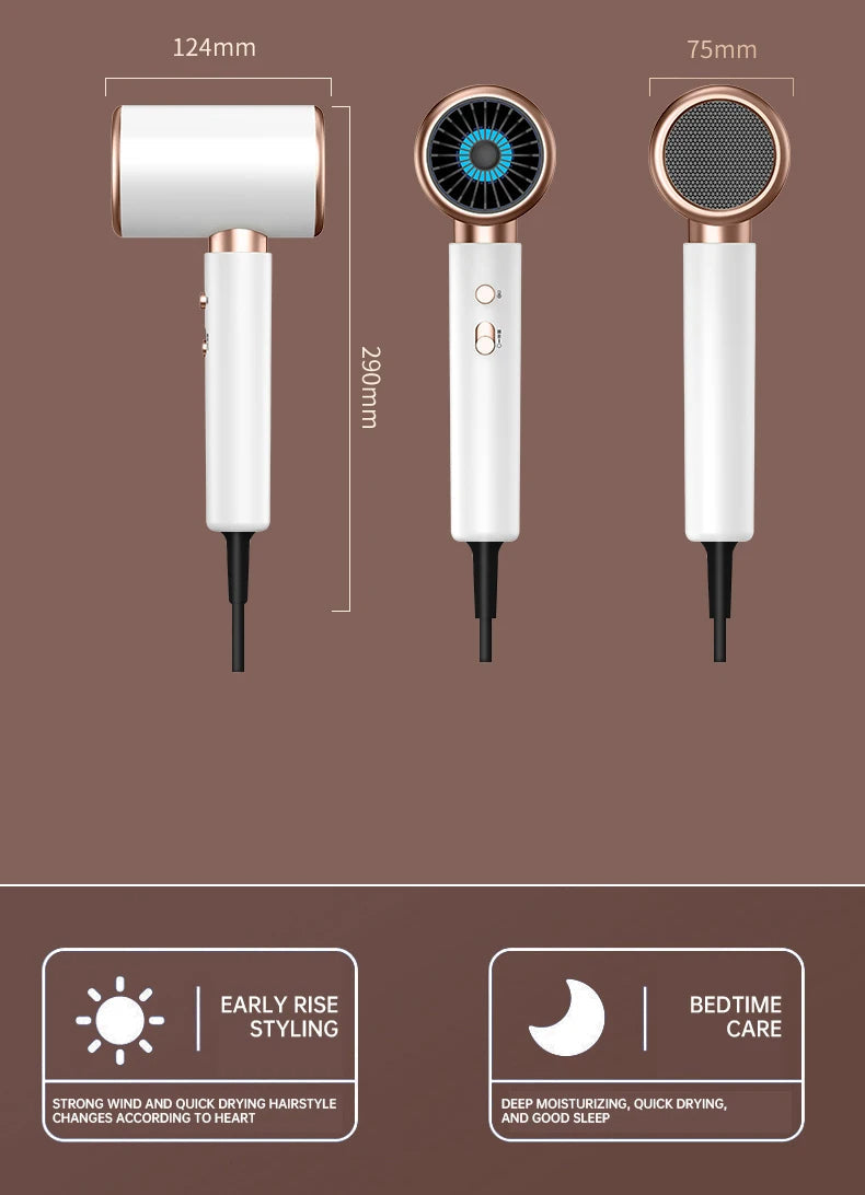 PROFESSIONAL HAIRDRYER 2400W WITH COLD AND HOT AIR - NEGATIVE IONS - POWERFUL HAIR DRYER FOR SALON RESULTS-Black-State of Style