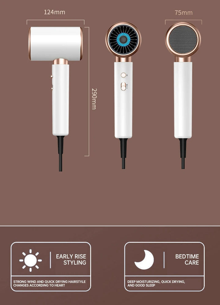 PROFESSIONAL HAIRDRYER 2400W WITH COLD AND HOT AIR - NEGATIVE IONS - POWERFUL HAIR DRYER FOR SALON RESULTS-Black-State of Style