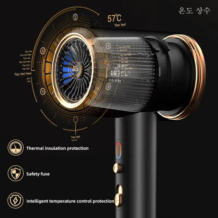 PROFESSIONAL HAIRDRYER 2400W WITH COLD AND HOT AIR - NEGATIVE IONS - POWERFUL HAIR DRYER FOR SALON RESULTS-Black-State of Style