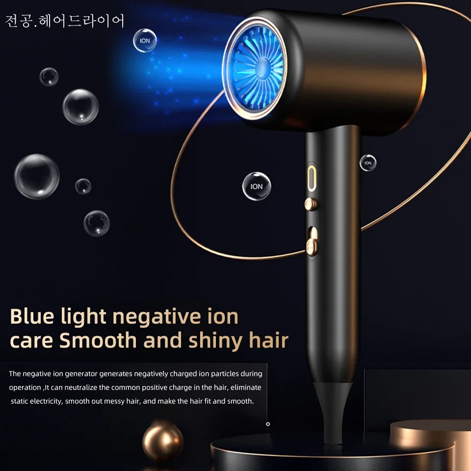 PROFESSIONAL HAIRDRYER 2400W WITH COLD AND HOT AIR - NEGATIVE IONS - POWERFUL HAIR DRYER FOR SALON RESULTS-Black-State of Style