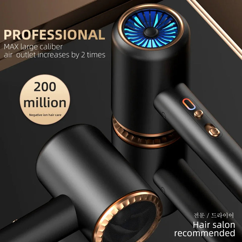 PROFESSIONAL HAIRDRYER 2400W WITH COLD AND HOT AIR - NEGATIVE IONS - POWERFUL HAIR DRYER FOR SALON RESULTS-Black-State of Style