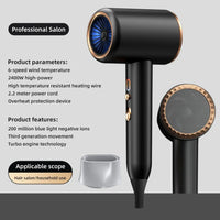 PROFESSIONAL HAIRDRYER 2400W WITH COLD AND HOT AIR - NEGATIVE IONS - POWERFUL HAIR DRYER FOR SALON RESULTS-Black-State of Style