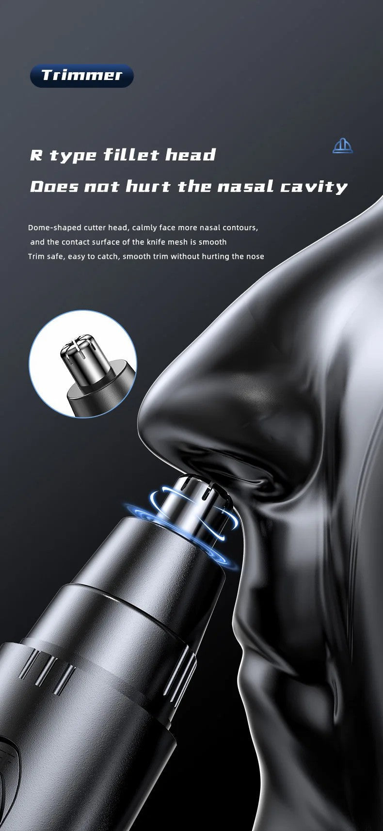 PROFESSIONAL PAINLESS NOSE & EAR HAIR TRIMMER FOR MEN AND WOMEN - RECHARGEABLE-State of Style