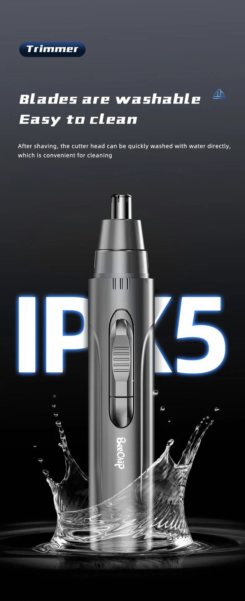 PROFESSIONAL PAINLESS NOSE & EAR HAIR TRIMMER FOR MEN AND WOMEN - RECHARGEABLE-State of Style