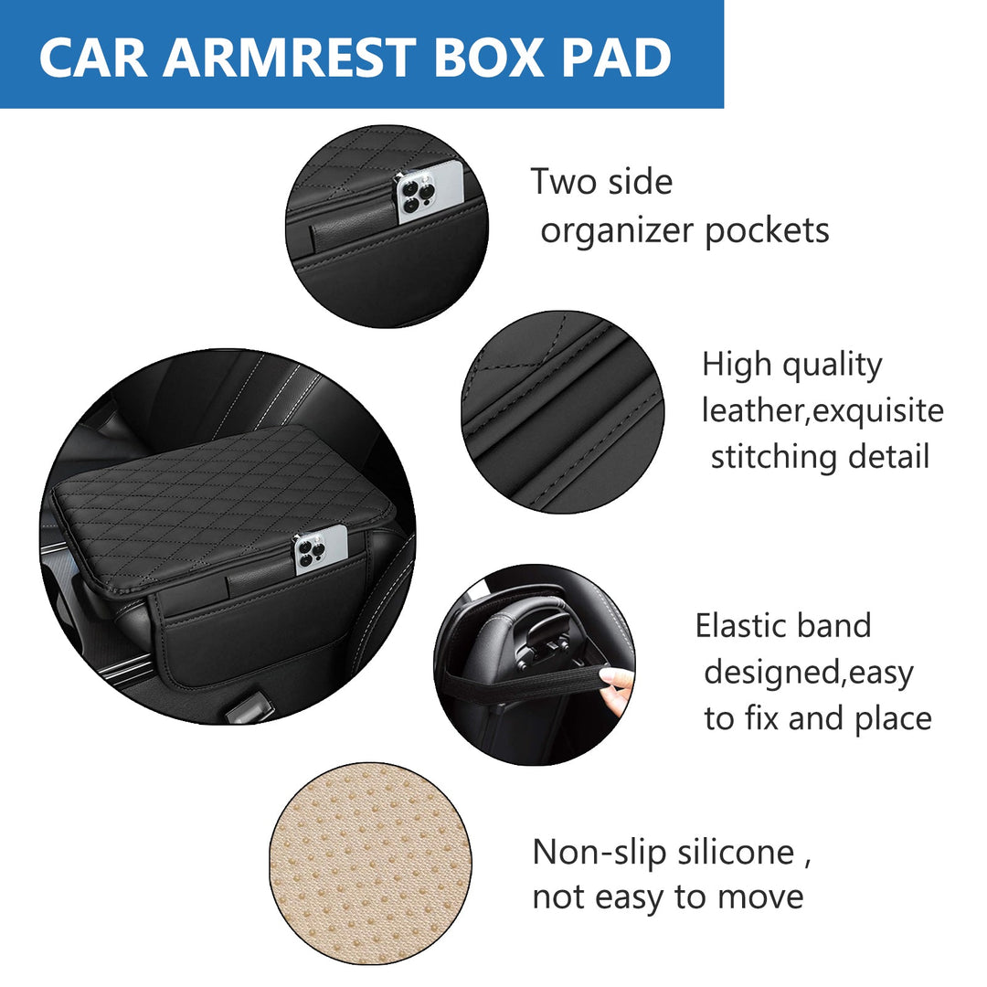 PU Leather Car Armrest Mat-Black-State of Style