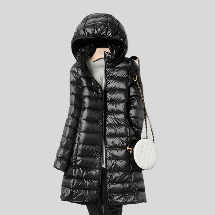 PUFFY WINTER JACKET WITH ZIP AND SIDE POCKETS-M-Black-State of Style