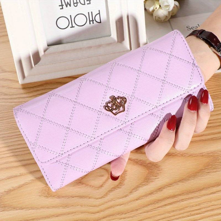 Argyle Pattern Triple Fold Wallet with Royal Gold Accent