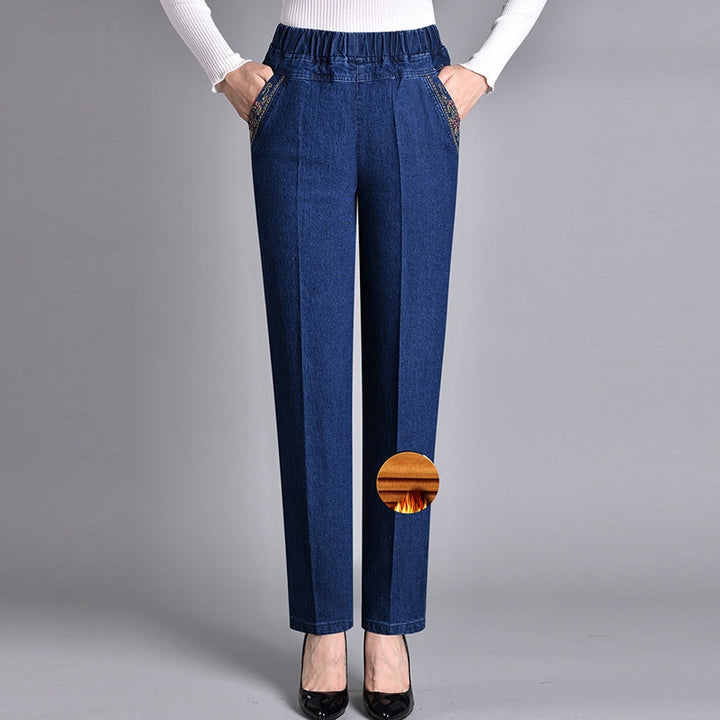 Push-up Jeans - Ella with warm inner lining and perfect fit!-Dark blue (with lining)-XL-State of Style