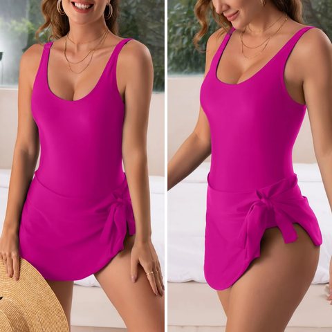 Push-up swimsuit with skirt & body-shaping effect – Nela-Fuchsia Pink-M-State of Style