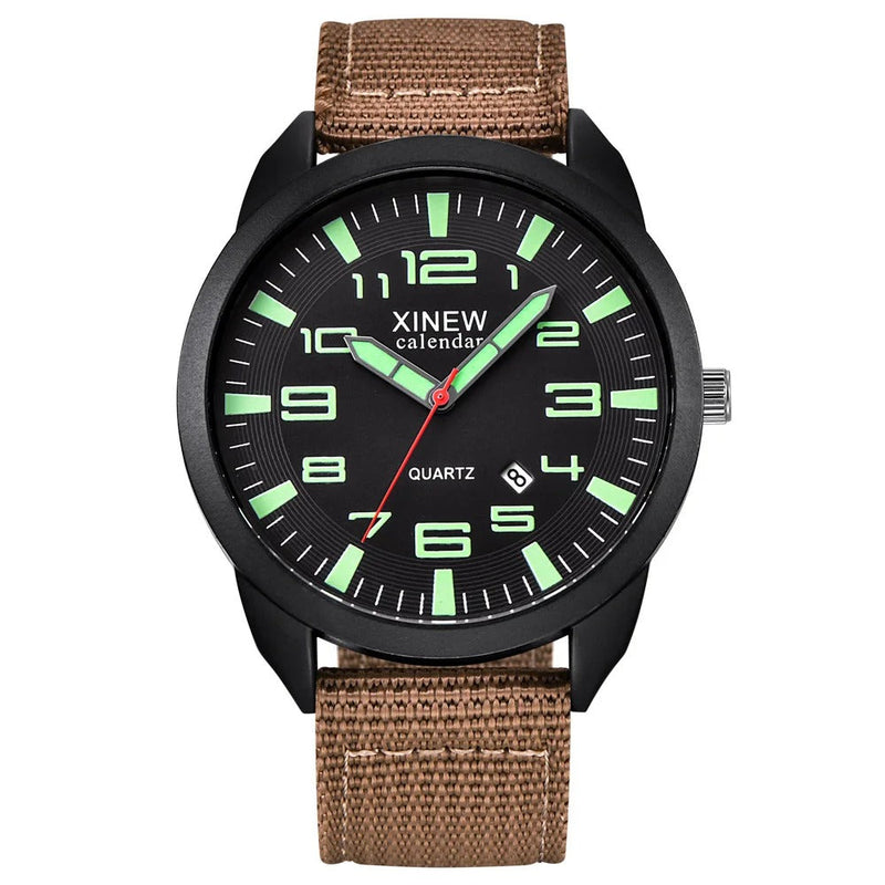 Quartz Clock with Illuminated Dial & Calendar – Lumo-Brown - Light Green-State of Style