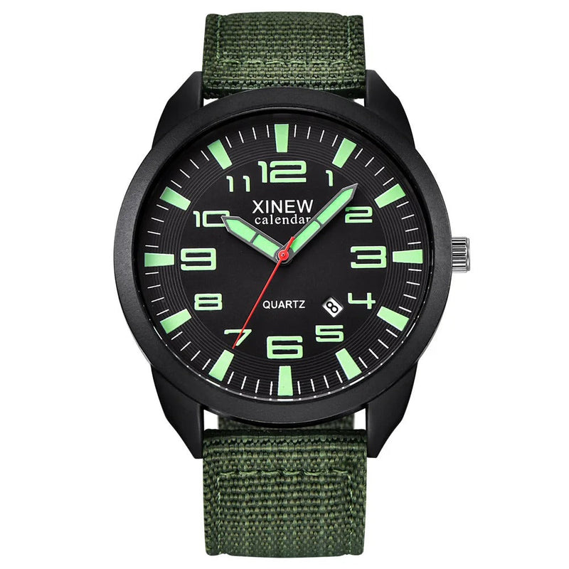 Quartz Clock with Illuminated Dial & Calendar – Lumo-Olive green - Light green-State of Style