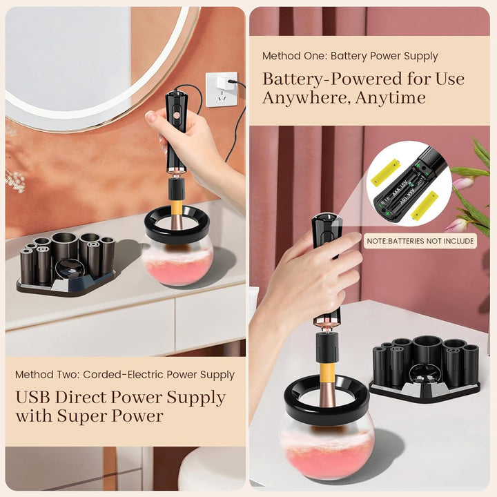 Quick Drying Electric Makeup Brush Cleaner – Clean & Ready to Use Immediately!-Black-State of Style