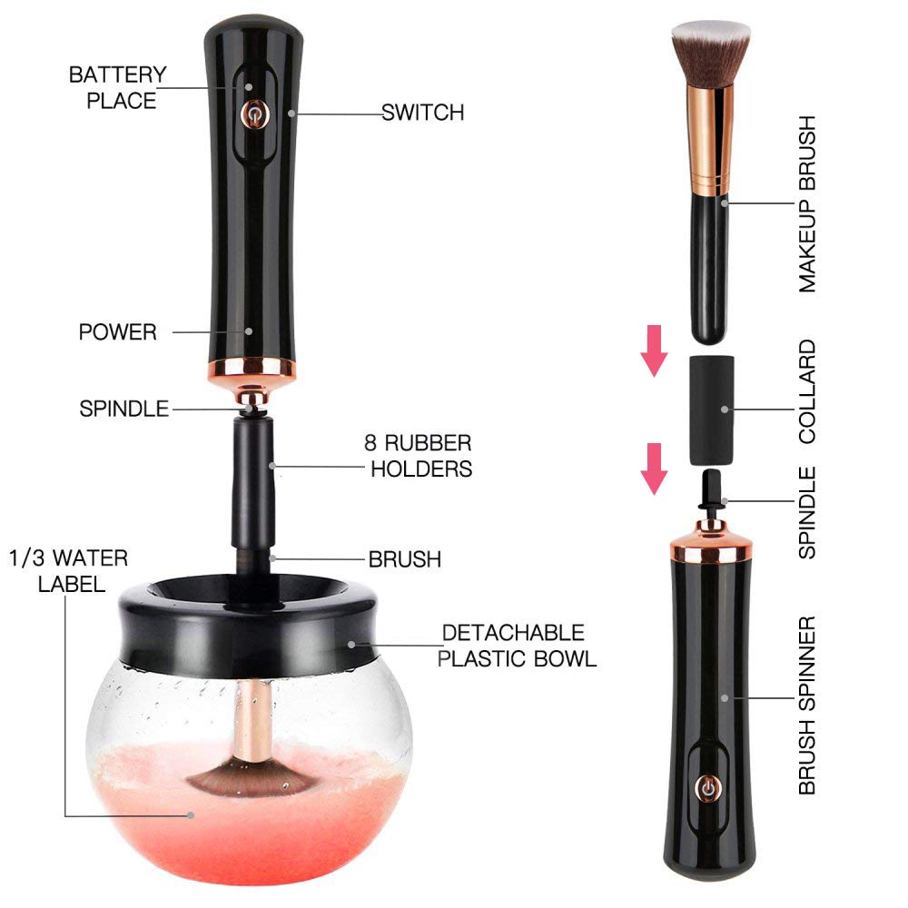 Quick Drying Electric Makeup Brush Cleaner – Clean & Ready to Use Immediately!-Black-State of Style