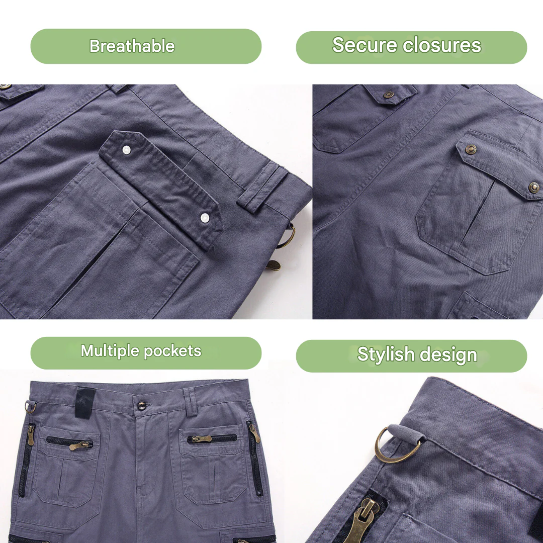 Quick-drying outdoor cargo shorts for men – TrailFlex-Gray-S-State of Style