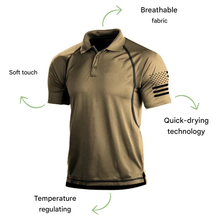 Quick-drying outdoor polo shirt for men – TrailCore Polo-Khaki-S-State of Style