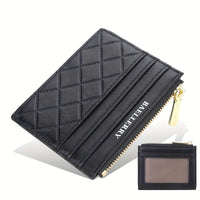Quilted Mini Card Holder – Slim & Compact Organiser-Black-State of Style