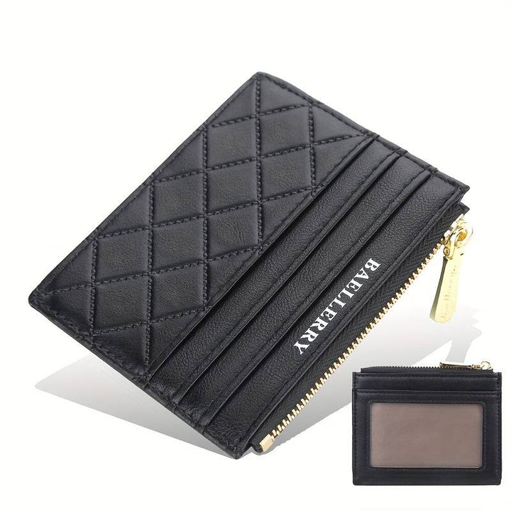 Quilted Mini Card Holder – Slim & Compact Organiser-Black-State of Style