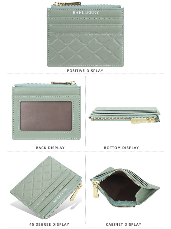 Quilted Mini Card Holder – Slim & Compact Organiser-Green-State of Style