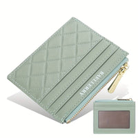 Quilted Mini Card Holder – Slim & Compact Organiser-Green-State of Style
