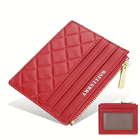 Quilted Mini Card Holder – Slim & Compact Organiser-Red-State of Style