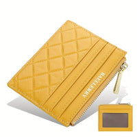 Quilted Mini Card Holder – Slim & Compact Organiser-Yellow-State of Style