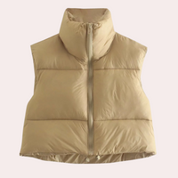Quilted Short Women's Bodywarmer - Liora-Khaki-XS-State of Style