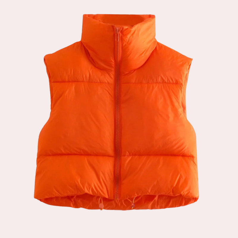 Quilted Short Women's Bodywarmer - Liora-Orange-XS-State of Style