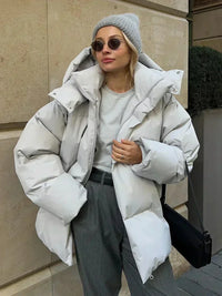 Quilted Winter Jacket for Women - Elyssa-Light Grey-S-State of Style