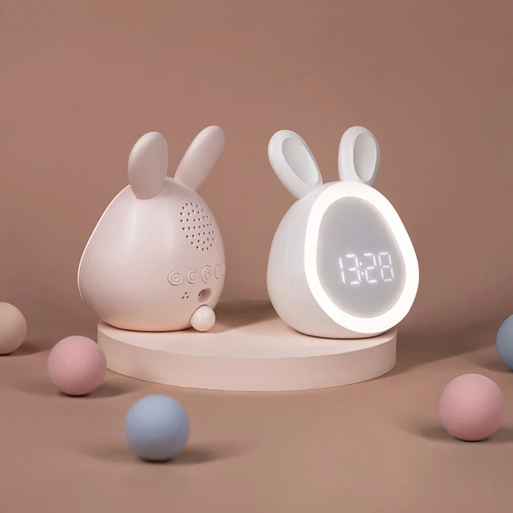 Rabbit-shaped children's alarm clock with LED night light - BunniGlow-Pink-State of Style