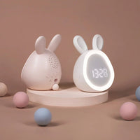Rabbit-shaped children's alarm clock with LED night light - BunniGlow-Pink-State of Style