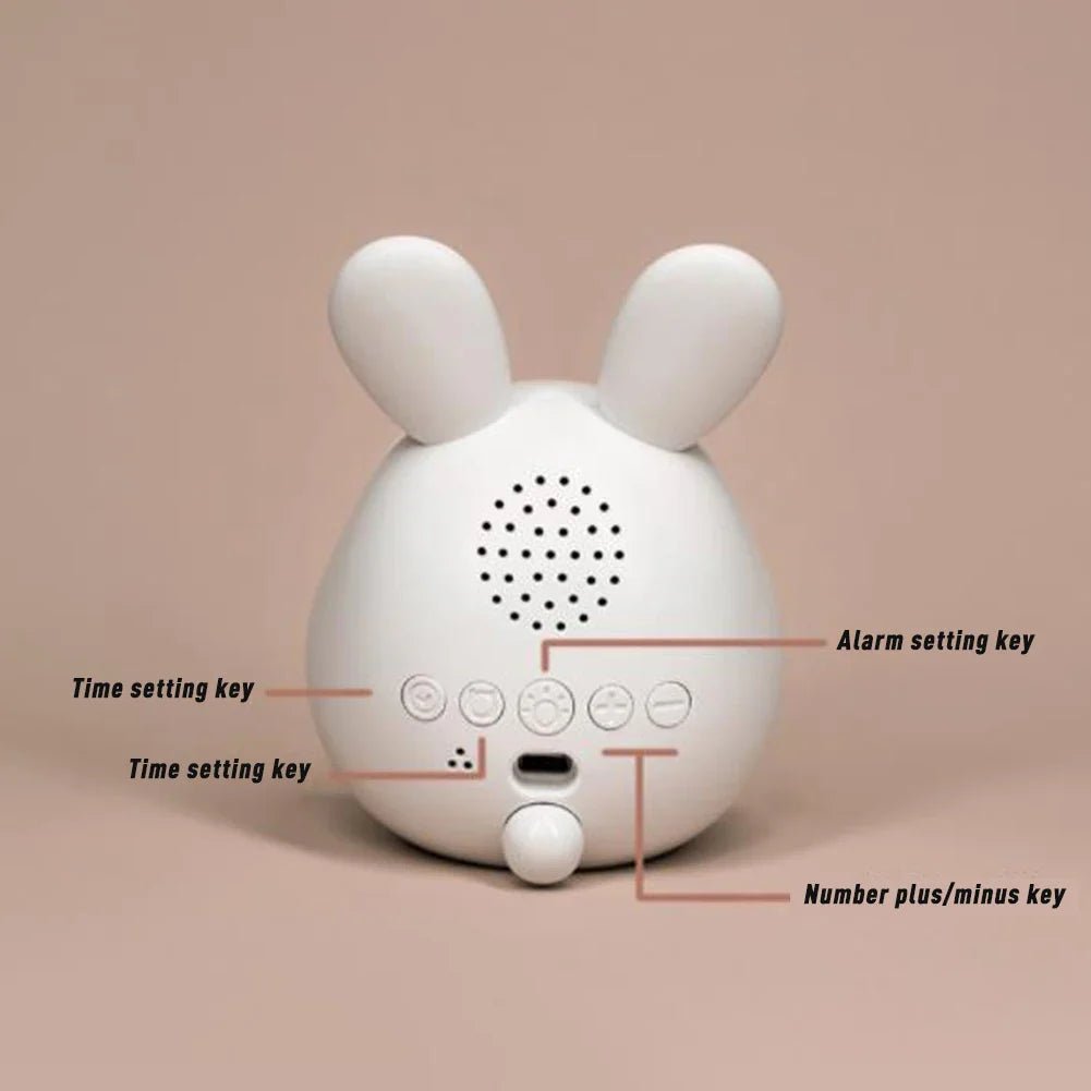Rabbit-shaped children's alarm clock with LED night light - BunniGlow-Pink-State of Style