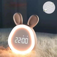 Rabbit-shaped children's alarm clock with LED night light - BunniGlow-Pink-State of Style