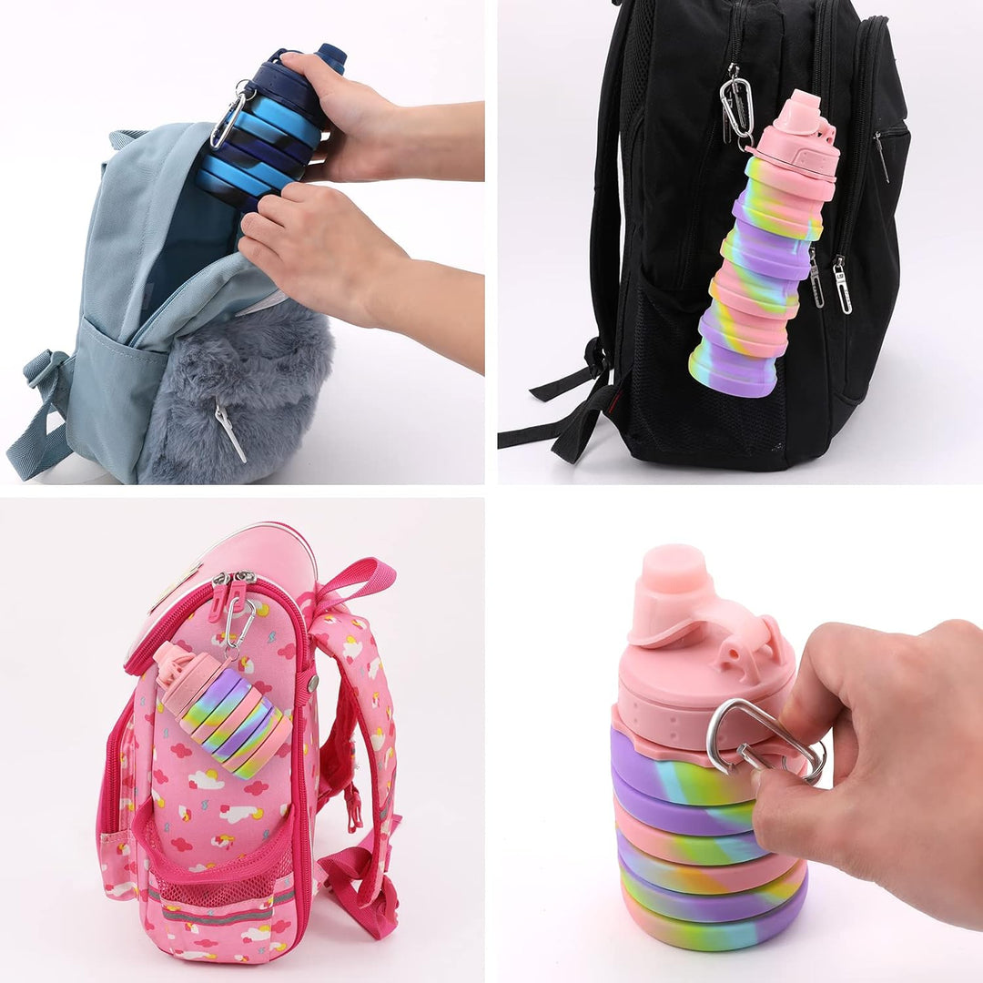Rainbow Collapsible Water Bottle-Pink-State of Style
