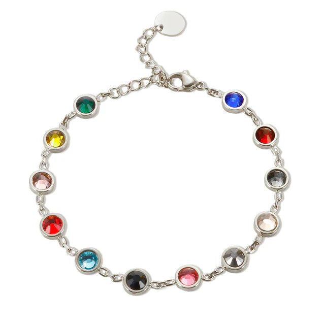 Rainbow Crystal Charm Bracelet | Elegant & Colourful Design-925 Silver-State of Style