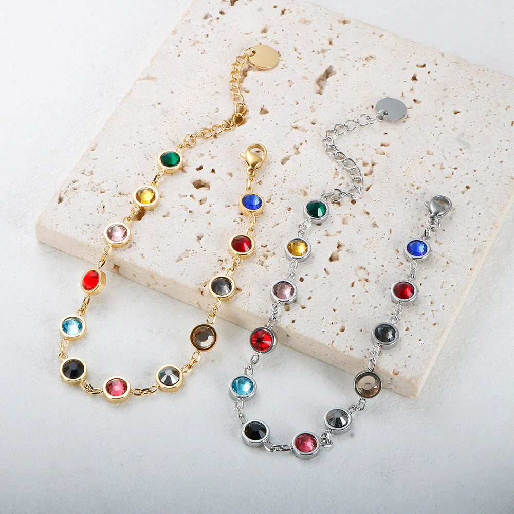 Rainbow Crystal Charm Bracelet | Elegant & Colourful Design-Gold-plated-State of Style